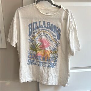 Billabong White Short Sleeve Tee with Vintage Graphic
